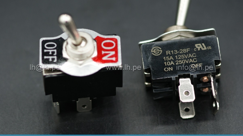 R13-28F-01-HPH                    Interruptor de palanca, DPST, ON-OFF, 2 posiciones, 20A/12VCC, SCI