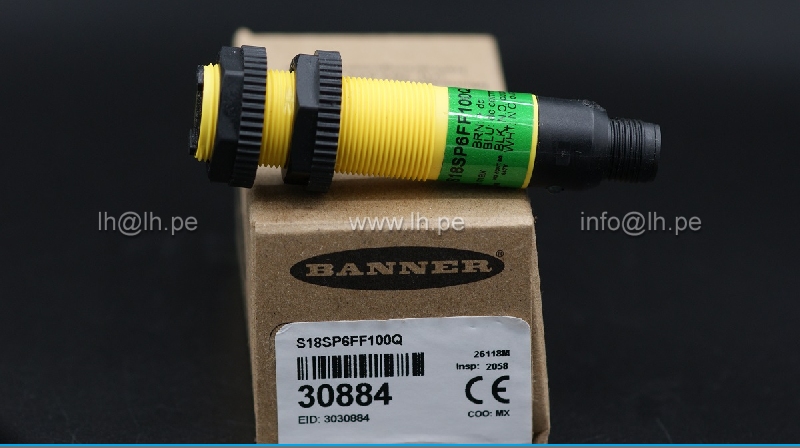 S18SP6FF100Q                    Sensor Photoelectric, Fixed Field, 100mm, 10-30VDC, PNP, QD, S18 Series, BANNER