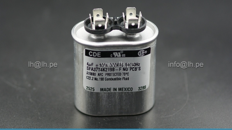SFA37T4K219B-F                 Capacitor Metalizado 4uF, 370VAC, +/-10%, 50/60HZ, CDE