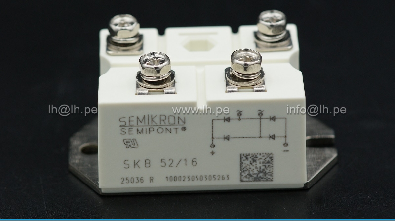 SKB52/16                  Diodo puente monofásico 52A, 1600V, Salida tornillos M5, SEMIKRON