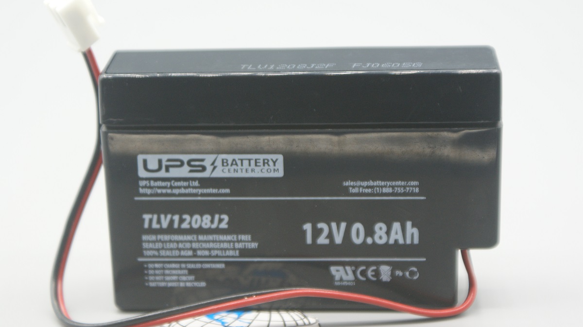 TLV1208 TLV1208J2                  Batería Recargable 12V; 0.8Ah con cable y conector blanco; UPS