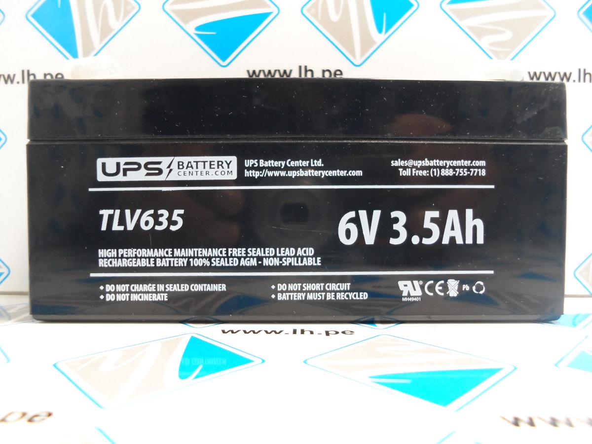 TLV635     Battery Recargable 6V, 3.3-3.5AH
