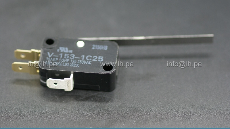 V-153-1C25                      Micro Switch SNAP ACTION, 15A/250VAC, SPDT, con Palanca, marca ARATAS