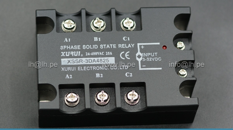 XSSR-3DA4825                 Relé stado trifásico solido 25A, 3-32VDC, 24-480VAC, XURUI ELECTRONIC