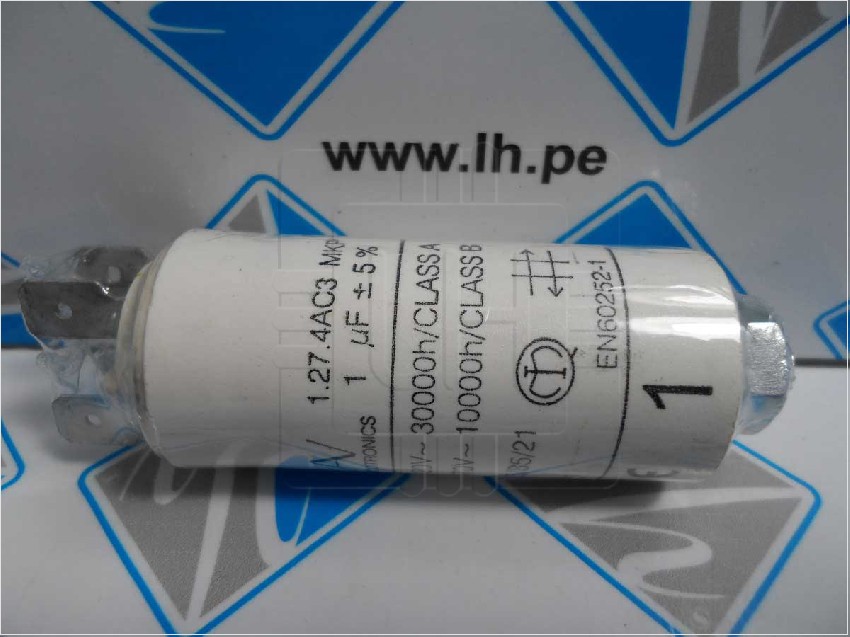 1.27.4AC3        Capacitor para motor 1uF,  5%, 420/470VAC