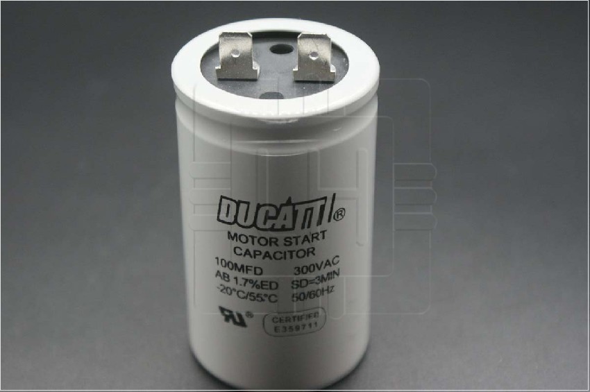 100uF 300VAC        Capacitor de arranque 100uF 300VAC; 50/60Hz; Ducatti