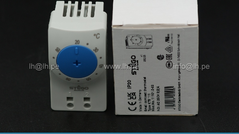 11101.0-02                     Sensor termostato tem. trab. -45...80°C NO; 3A; 250VAC; cierres de muelle; 60x33x41mm, STEGO