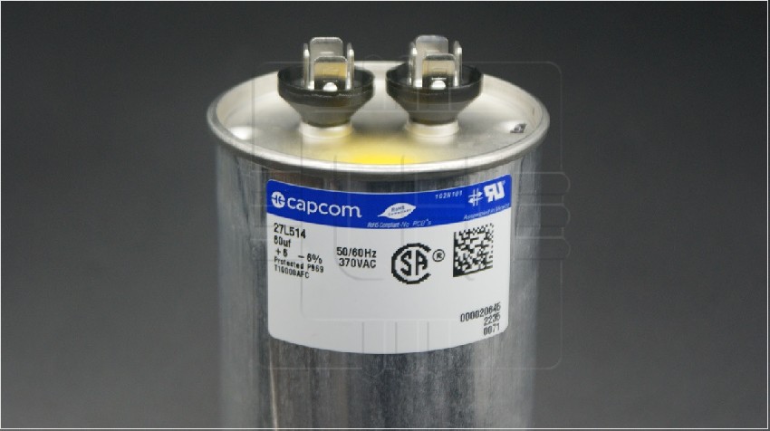 27L514                     Capacitor metalizado, Polypro.Film, AC, Round, 60uF, 370V. Marca: CAPCOM 