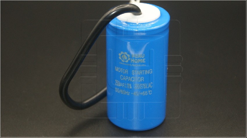 250uF 220/275VAC                     Capacitor de arranque 250uF, 220/275VAC, con salida de cable