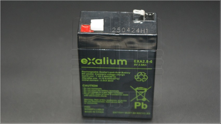 EXA2.8.6 6V 2.8Ah               Batería de plomo recargable 6V 2.8Ah; Marca: Exalium