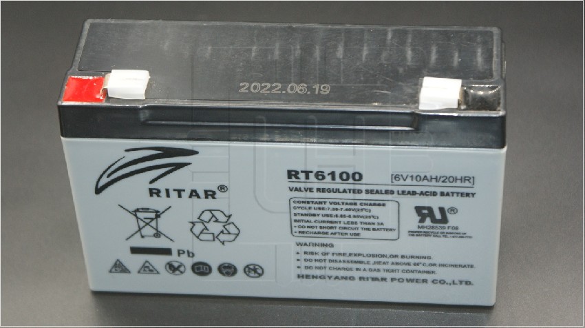 RT6100             Batería recargable 6V; 10Ah/20HR Marca: Ritar