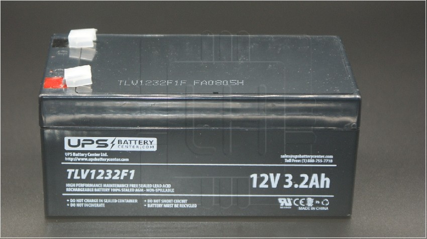 TLV1232F1               Batería recargable 12V 3.2Ah Sealed Lead; F1 Terminales; UPS