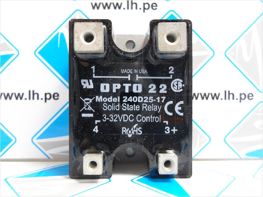 240D25-17   Relay estado sólido SSR, 25A, 240VAC, Panel Mnt