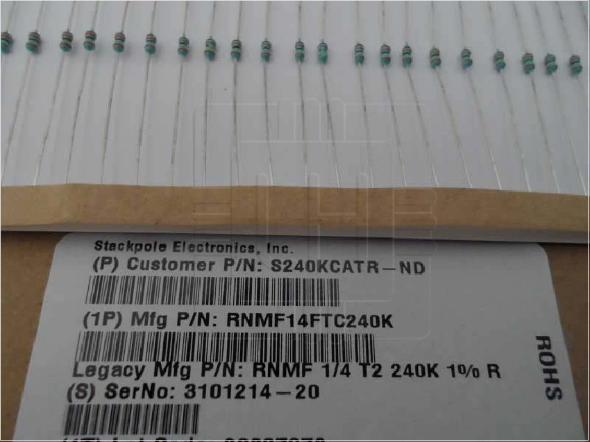 RNMF14FTC240K  RESISTENCIA PRECISION 240K OHM 1/4W 1% AXIAL