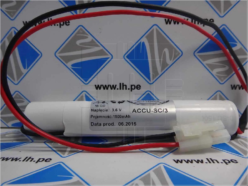 ACCU-SC/3       Batería Ni-Cd, 3.6V, 1500mAh, Tamaño SubC, con cables