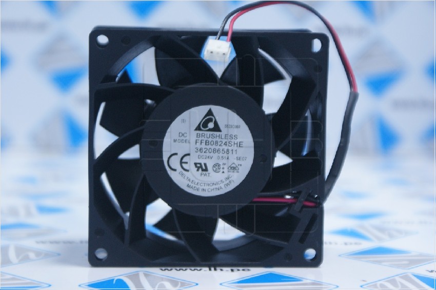 FFB0824SHE 3620865811              Ventilador axial inversor  80x80x38mm, 24VDC, 0.51A, con cable y conector