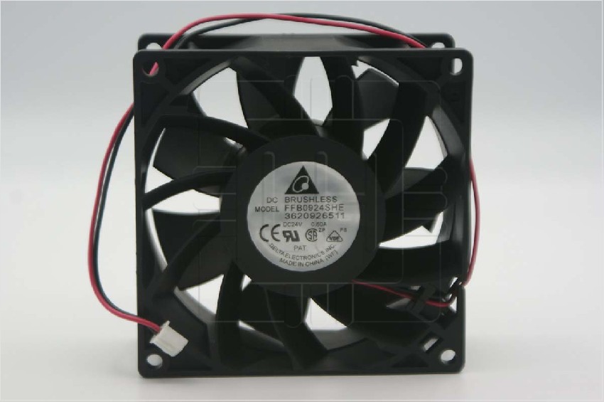 FFB0924SHE 3620926511                VENTILADOR AXIAL 92X92X38MM 24VDC; 0.60A; 3 CABLES + CONECTOR;  DELTA