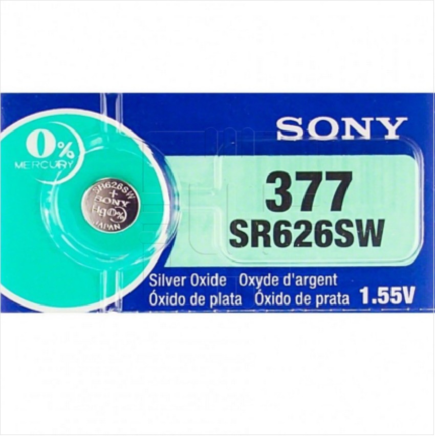 SR626SW  Bateria Lithium SR626SW, 377 Silver Oxide Watch Battery, 1.55V, 29mAh SONY