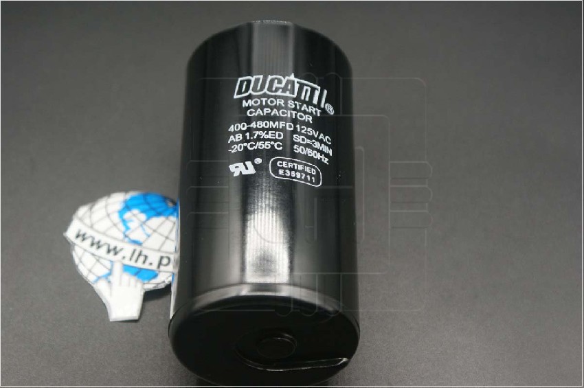 400-480uF 125VAC                     Capacitor de arranque 400-480uF 125VAC; 50/60Hz; Ducatti