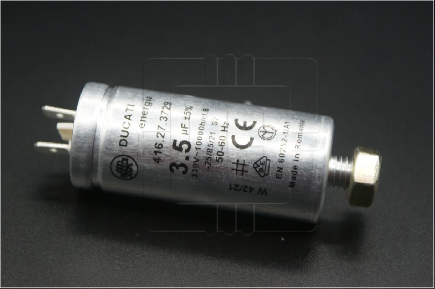 416273729                Condensador para motor de trabajo 3.5uF, 330VAC, 2 pines, salida atornillable