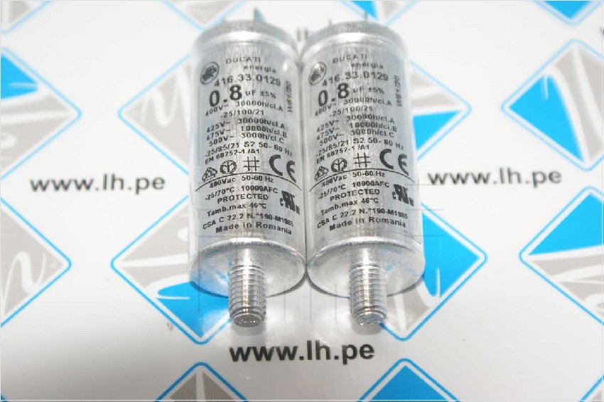 416330129              Capacitor metalizado 0.8uF, 400VAC, 25x60mm