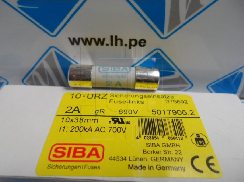 5017906.2     Fusible ultra rápido gR, 10x38mm, 2A, 660VAC