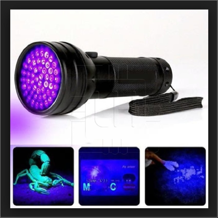 51 LED 395NM UV       Linterna UV negra, 51 ledes 395 nm, detector de luz negra ultravioleta para orina de perro, manchas de mascotas y campana