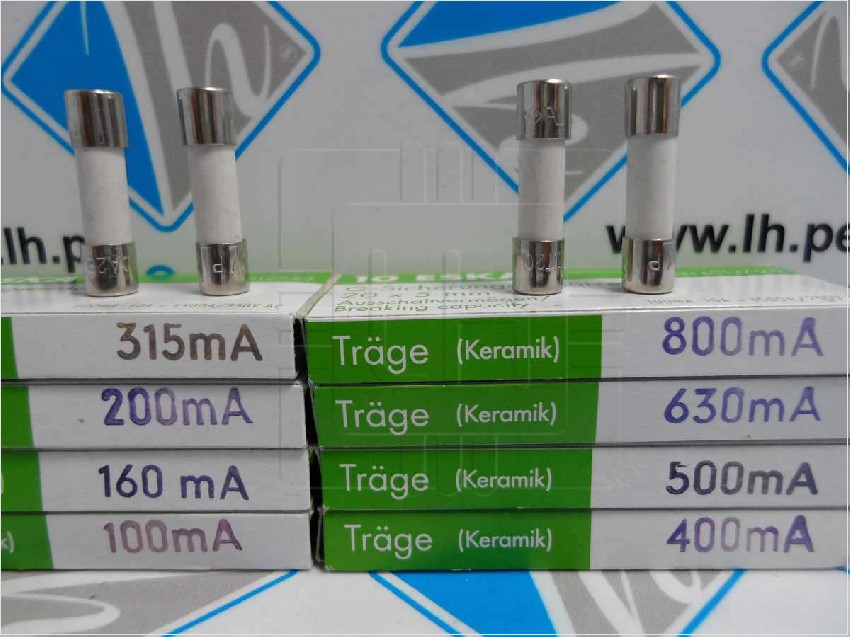 522.710      Fusible Cerámica 5x20mm, 200mA, 250V, con retardo de tiempo