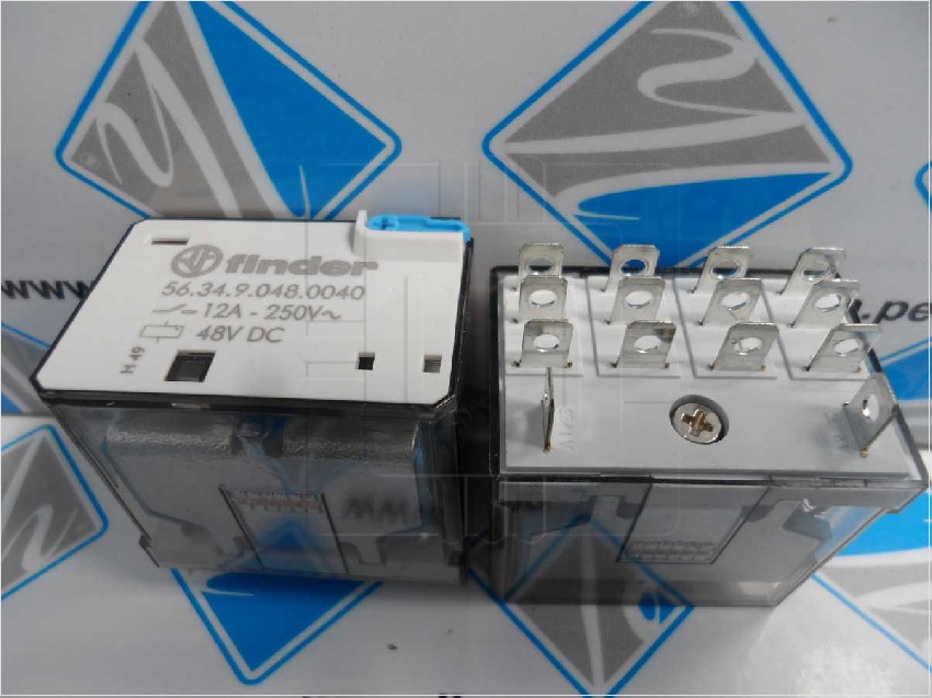 56.34.9.048.0040         Relay Encapsulado 14 pines, 48VDC, 4PDT, 12A/250VCA, 1.8kΩ, Marca: Finder