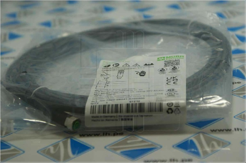 7000-08041-6300500            Cable de conexión, M8, 3 Pines, recto, 5 metros, enchufe, 60VAC, 4A, PUR, Marca: MURR ELEKTRONIK