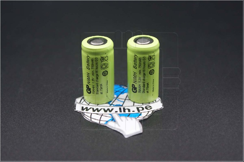 75AAH/S             Batería recargable Ni-MH, 1.2V, 750mAh, tamaño 2/3AA