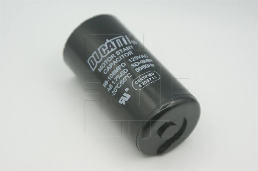 88-108uF                        Condensador de arranque 88-108uF/MFD, 125VAC,  50/60 Hz, Marca Ducatti.