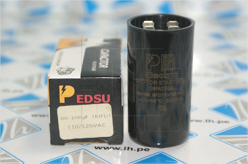 88-106uF MFD 110/125VAC        MOTOR START CAPACITOR  88-106uF 110/125VAC PEDSU