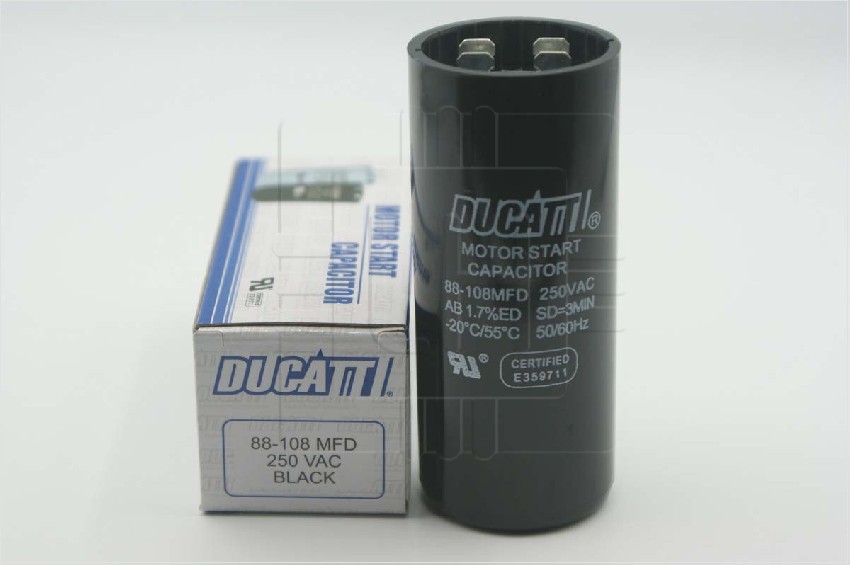 88-108uF  250VAC                     CAPACITOR MOTOR START 88-108uF 250VAC, DUCATI