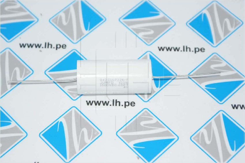 942C16P22K-F            Capacitor Film polipropileno Axial 0.22uF, 460V, 1600V, (PP)