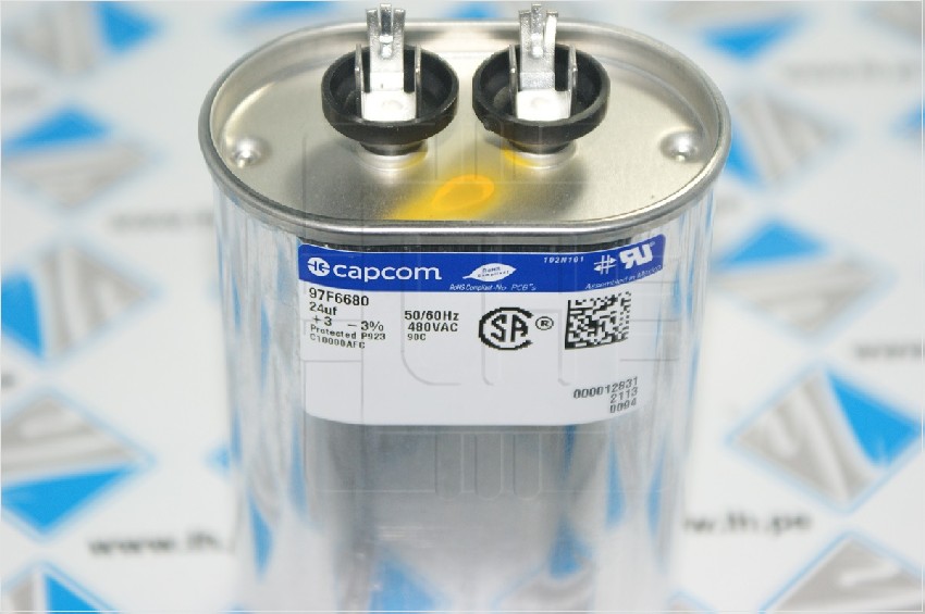 97F6680       Capacitor, Polypropylene Film, Oval, 24uF, 480V