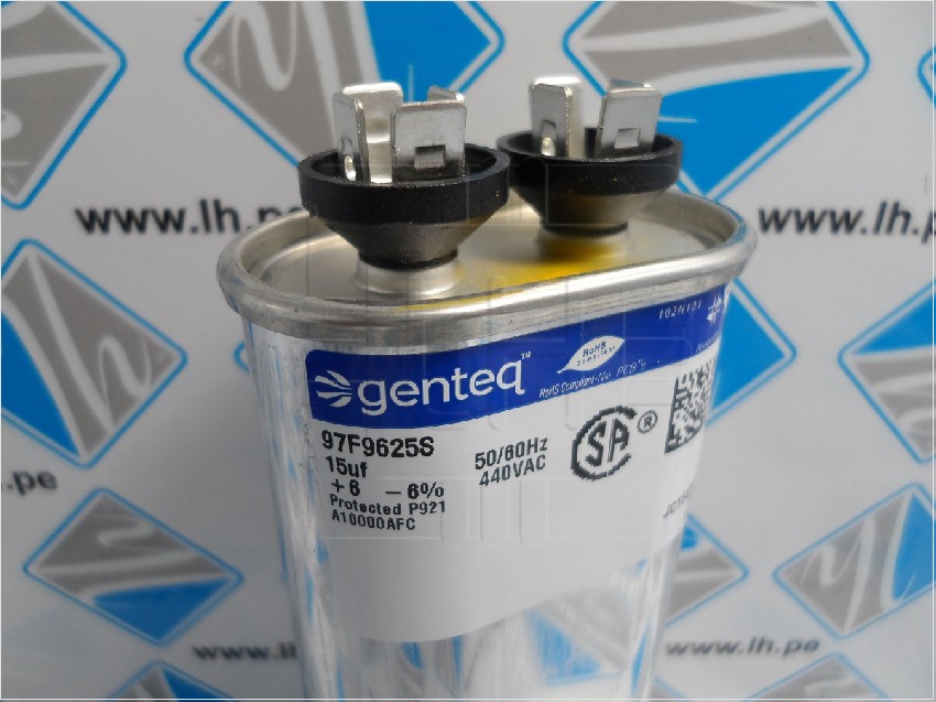 97F9625     Condensador de polipropileno metalizado 15uF, 440VAC, Tol 6%