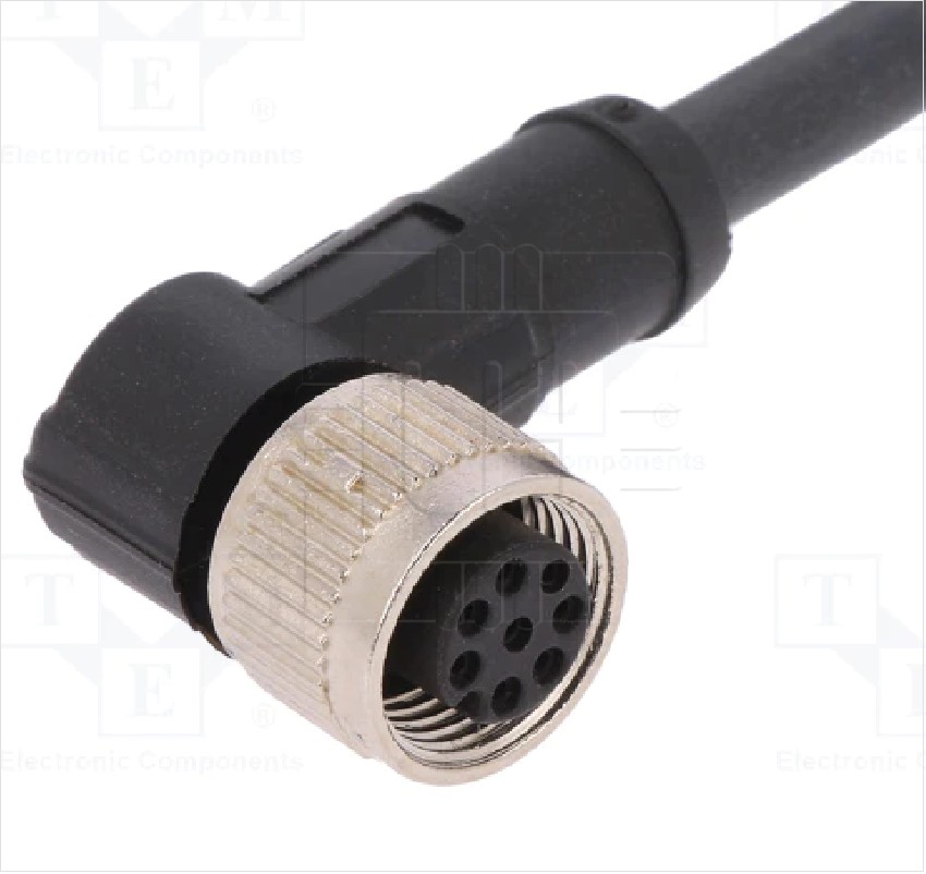 AB-C8-5,0PUR-M12FA             Conector de 8 pines, con cable de 5 metros, M12, 90°C, Hembra, angular