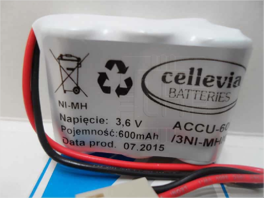 ACCU-600/3NI-MH/C    Batería Ni-MH, 2/3AA, 2/3R6, 3.6V, 600mAh, con cable y conector NS25-G2