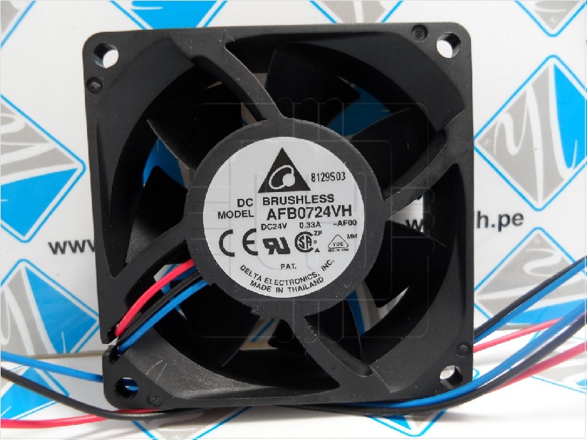 AFB0724VH-AF00       Ventilador Axial tangencial CC, DC, 70x70x25.4mm, 24VDC, con 3 Cables