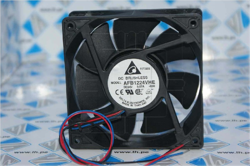 AFB1224VHE-R00                 Fan Tubeaxial 24VDC Square - 120mm L x 120mm H Ball 130.0 CFM (3.64m³/min) 3 Wire Leads