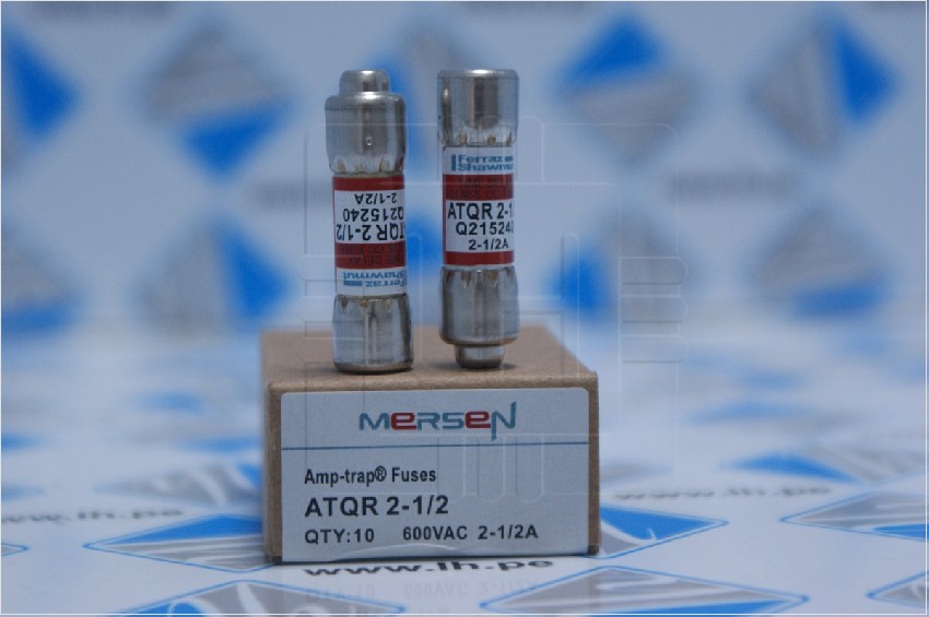 ATQR-2-1/2                Fusible Time Delay, 2-1/2, ATQR Series, 600V AC, 300V DC, 1-1/2" L x 13/32" diam. Marca: Mersen 