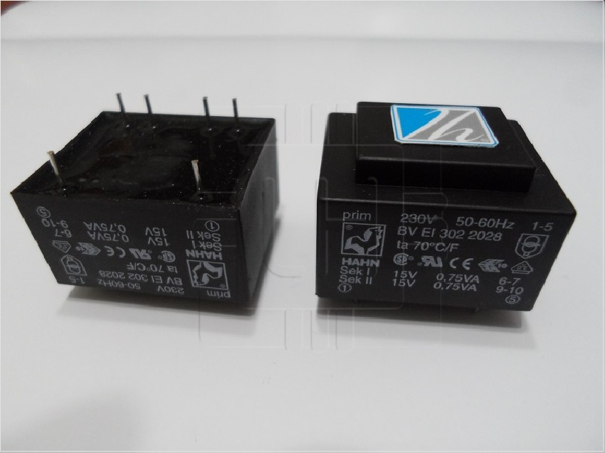 BVEI3022028 BV EI 302 2028  Transformador cerrado 1.5VA, 230VCA, 15V