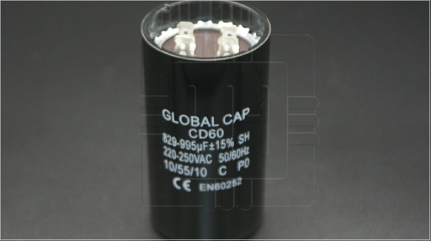 C60 829-995uF             Capacitor de arranque 829-995uF 200/250VAC +/-15%; 50/60Hz. Marca: Global Cap