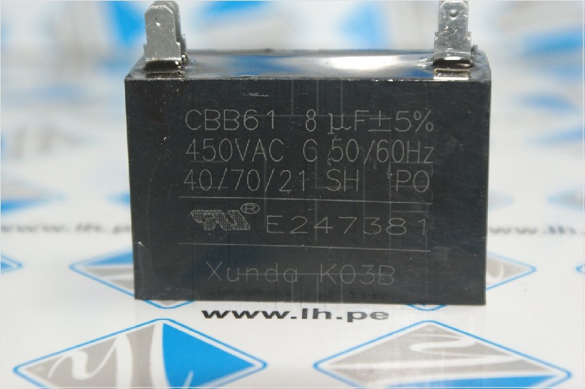 CBB61 8uF 450VAC           CBB61 8uF 450 V AC 50/60Hz Aire Acondicionado Ventilador Motor Running Capacitor