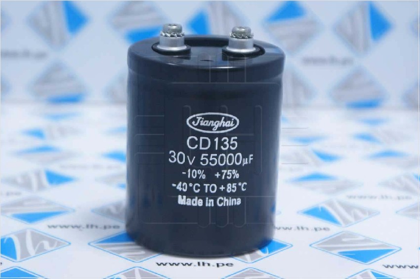 CD135 55000uF 30VDC               Capacitor Electrolítico 55,000uF, 30VDC, con terminales a perno