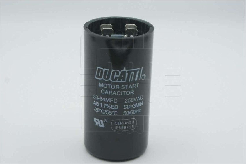 CD60 53-64uF 250VAC                     Condensador de Arranque 53-64uF, 250VAC, Ducatti