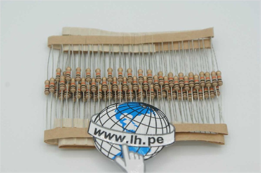 CFR0S2J0103A10                Resistor de carbón, axial, 10kΩ, 1/2W, ±5%, 3x9mm