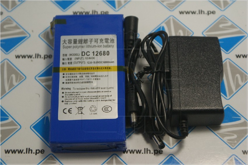 DC12680              Batería recargable portátil 6800mAh 12.6VDC para cámaras videocámaras y su cargador