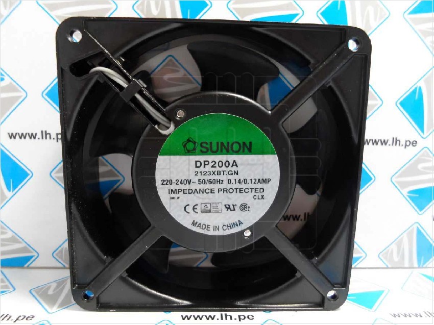 DP200A2123XBT.GN           Ventilador AC axial, 230VAC, 120x120x38mm, 165(±10%)m3/h, Marca: Sunon